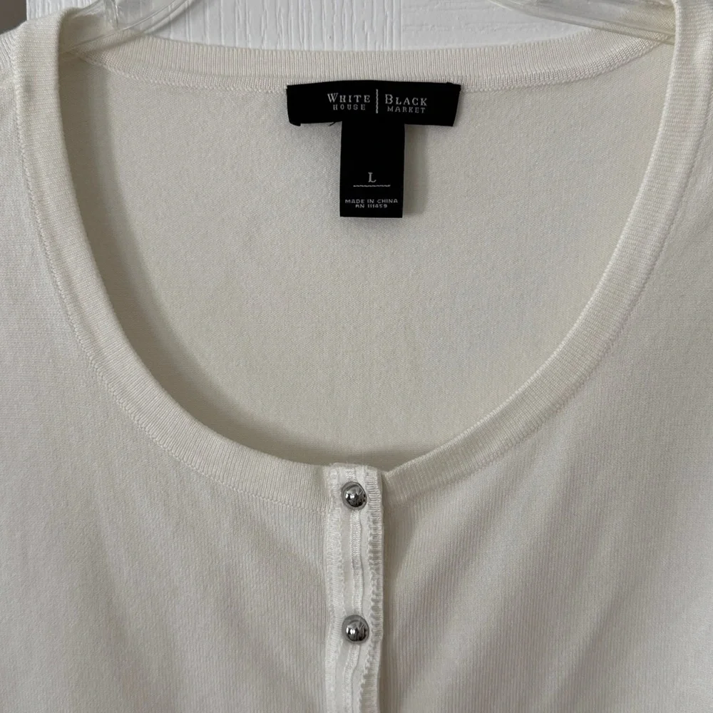 White House Cute Black Market Ivory Button-Front Sweater - Picture 1 of 8